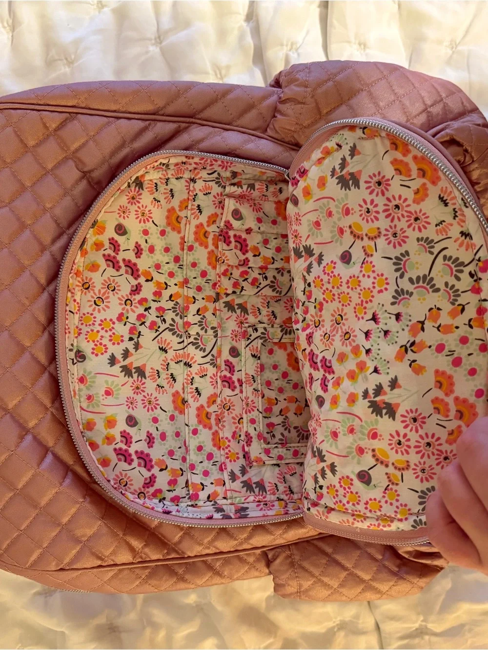 Vera Bradley Pink Quilted Metallic Backpack